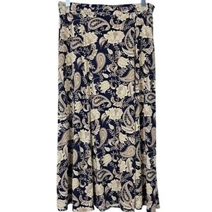 Vintage‎ Worthington 12P Rayon Maxi Skirt Floral Tapestry Print Black Brown